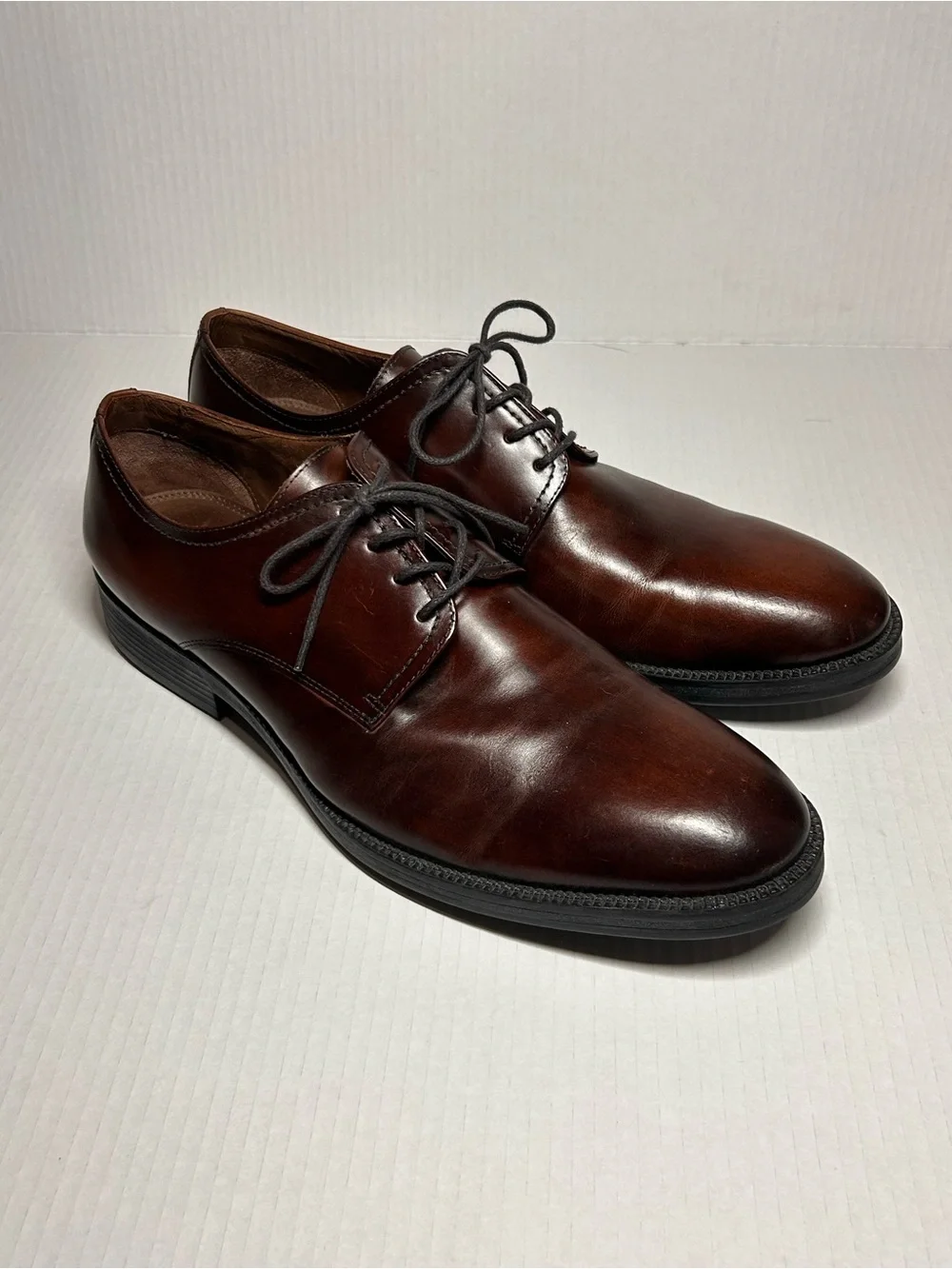 Men’s Belvedere Brown Leather Derby Dress Shoes Size 12